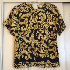 Vintage Martinique Gold & Black Top Size Small